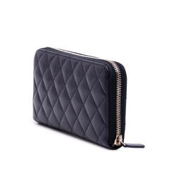 CC Quilted Caviar Zip Around Long Wallet