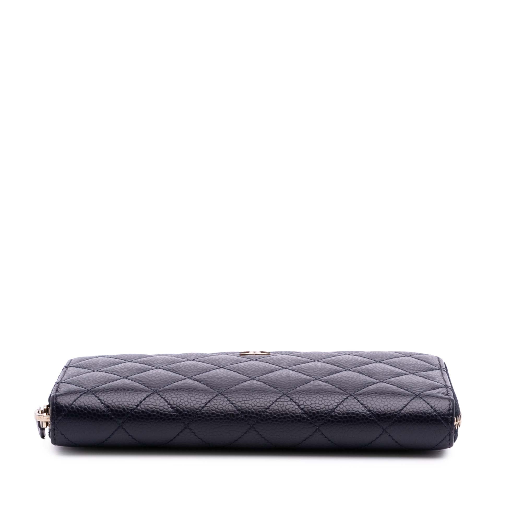 CC Quilted Caviar Zip Around Long Wallet