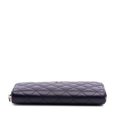 CC Quilted Caviar Zip Around Long Wallet