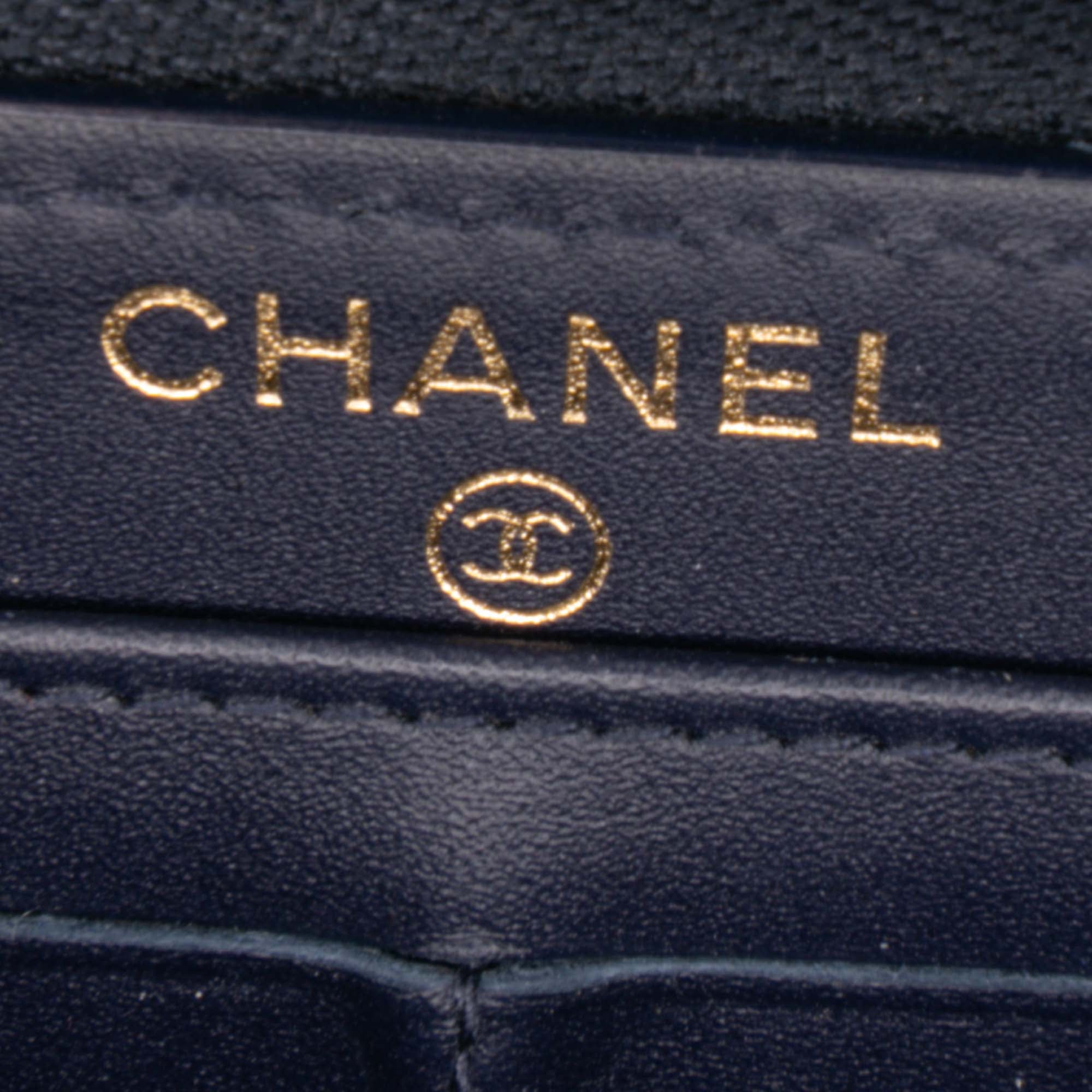 CC Quilted Caviar Zip Around Long Wallet
