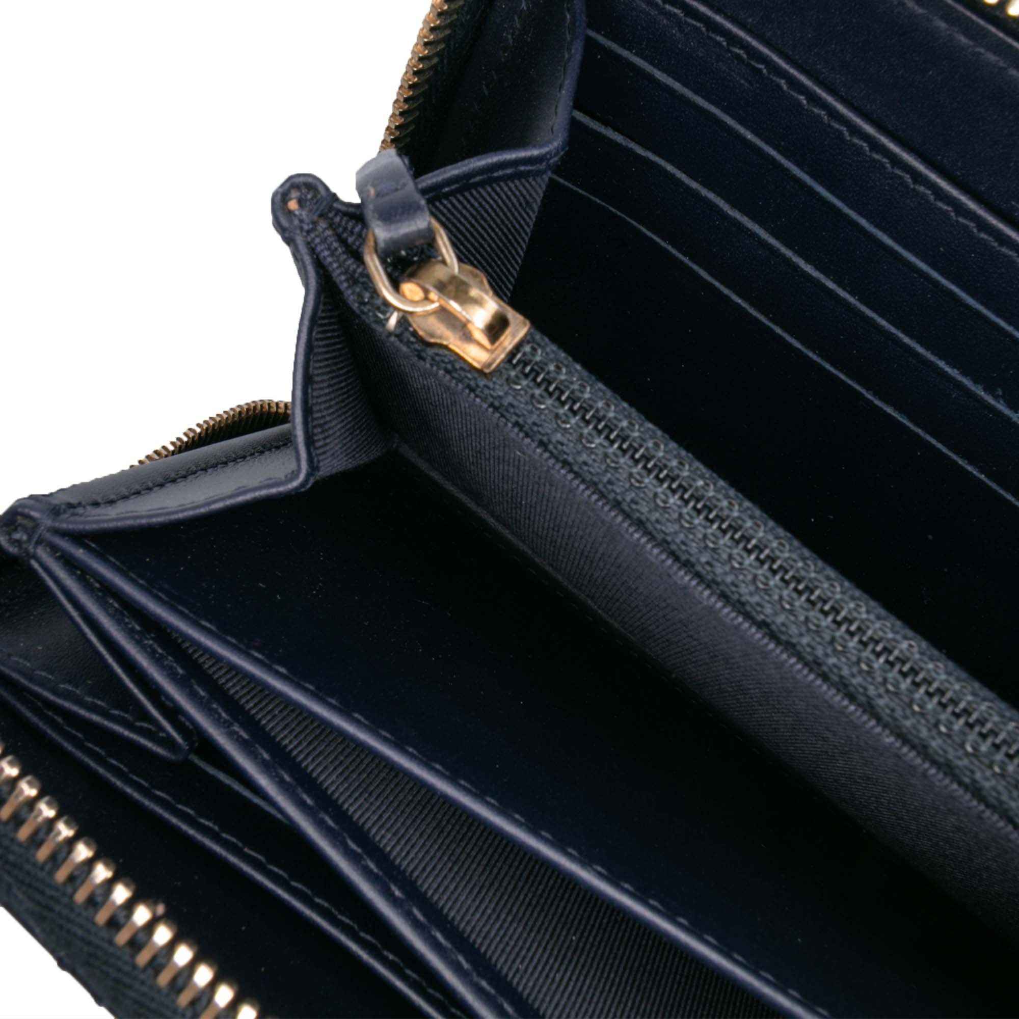 CC Quilted Caviar Zip Around Long Wallet