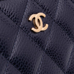 CC Quilted Caviar Zip Around Long Wallet