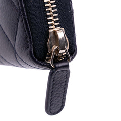 CC Quilted Caviar Zip Around Long Wallet