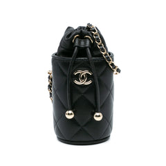 Micro Quilted Lambskin Drawstring Bucket Bag