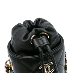 Micro Quilted Lambskin Drawstring Bucket Bag