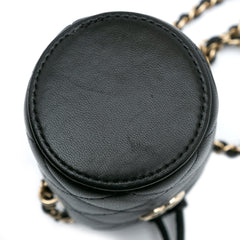 Micro Quilted Lambskin Drawstring Bucket Bag