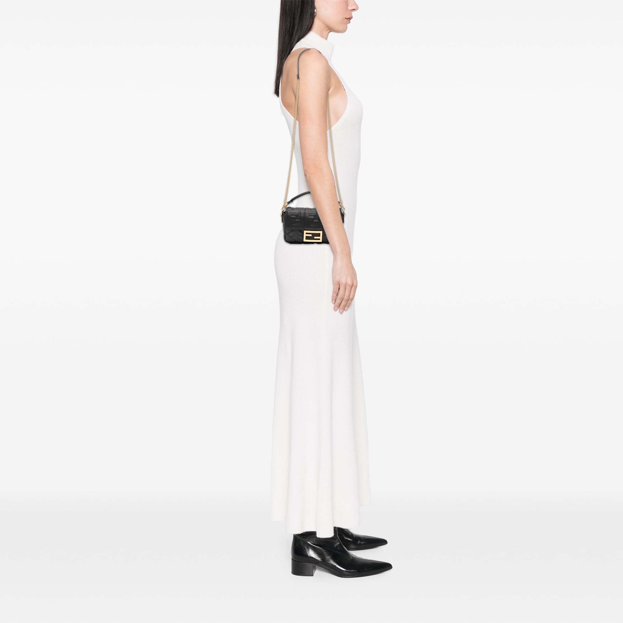 Mini Zucca Embossed Leather Baguette Satchel