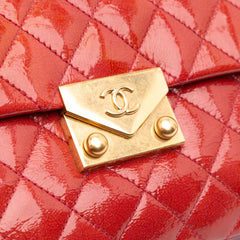 Quilted Patent Goatskin Pagoda Accordion Flap