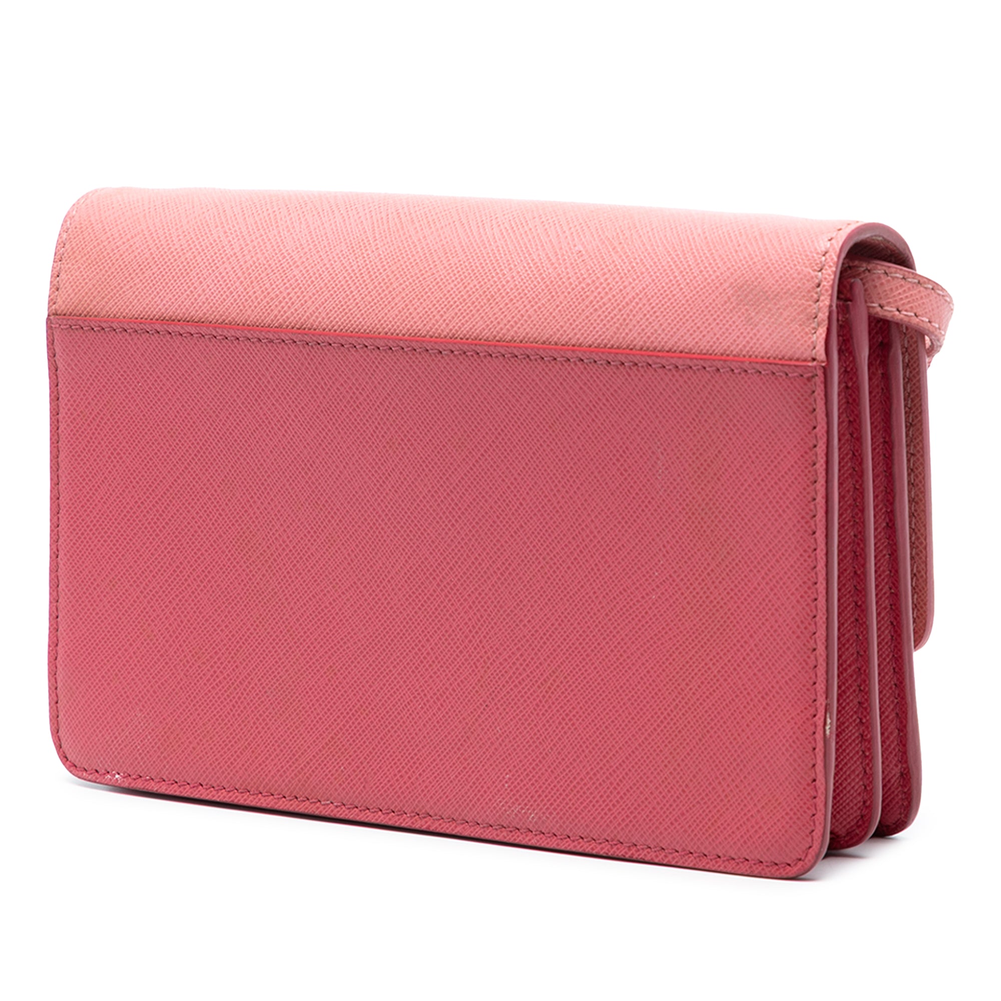Bicolor Saffiano Lux Wallet On Strap