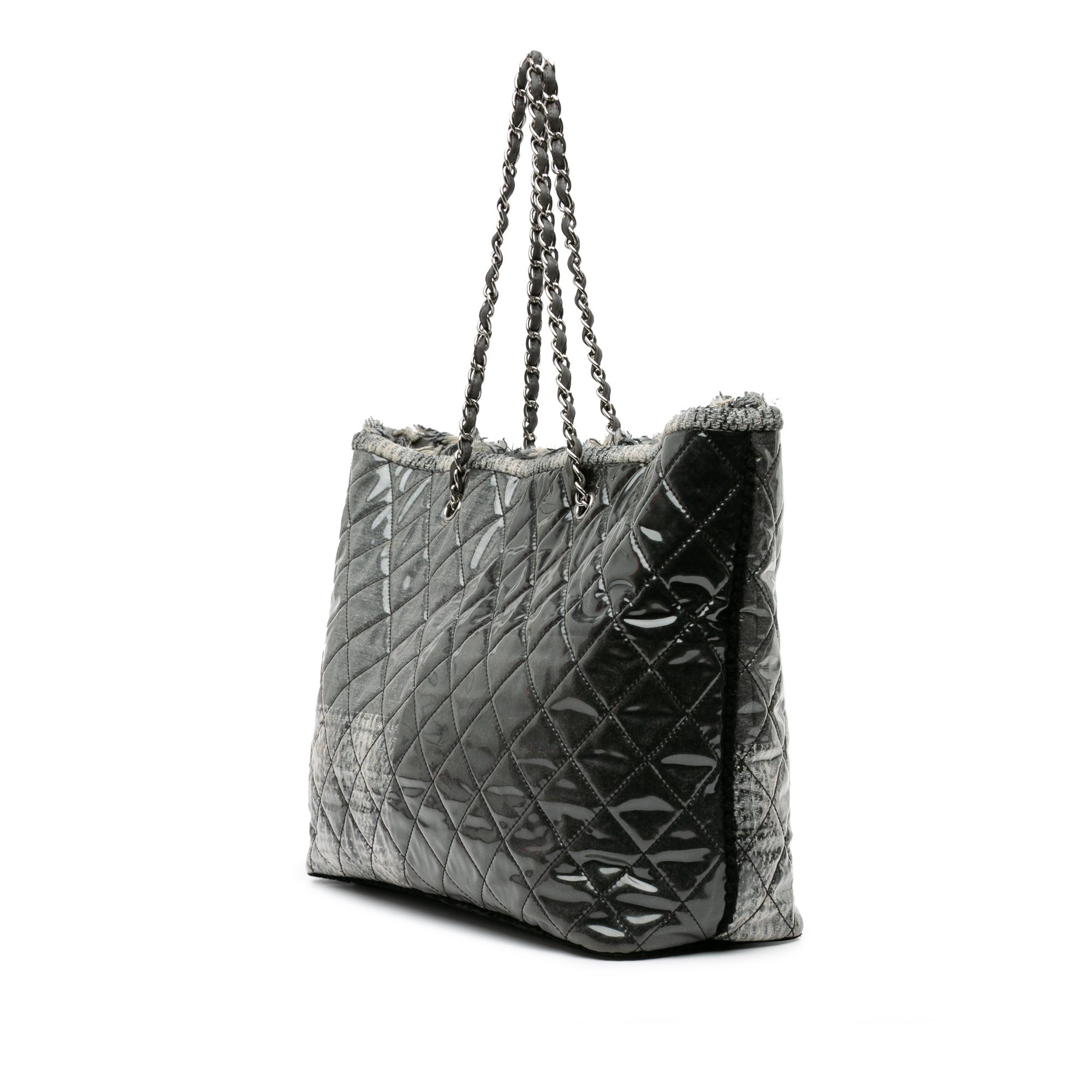 Large Quilted Tweed and Vinyl Funny Patchwork Tote