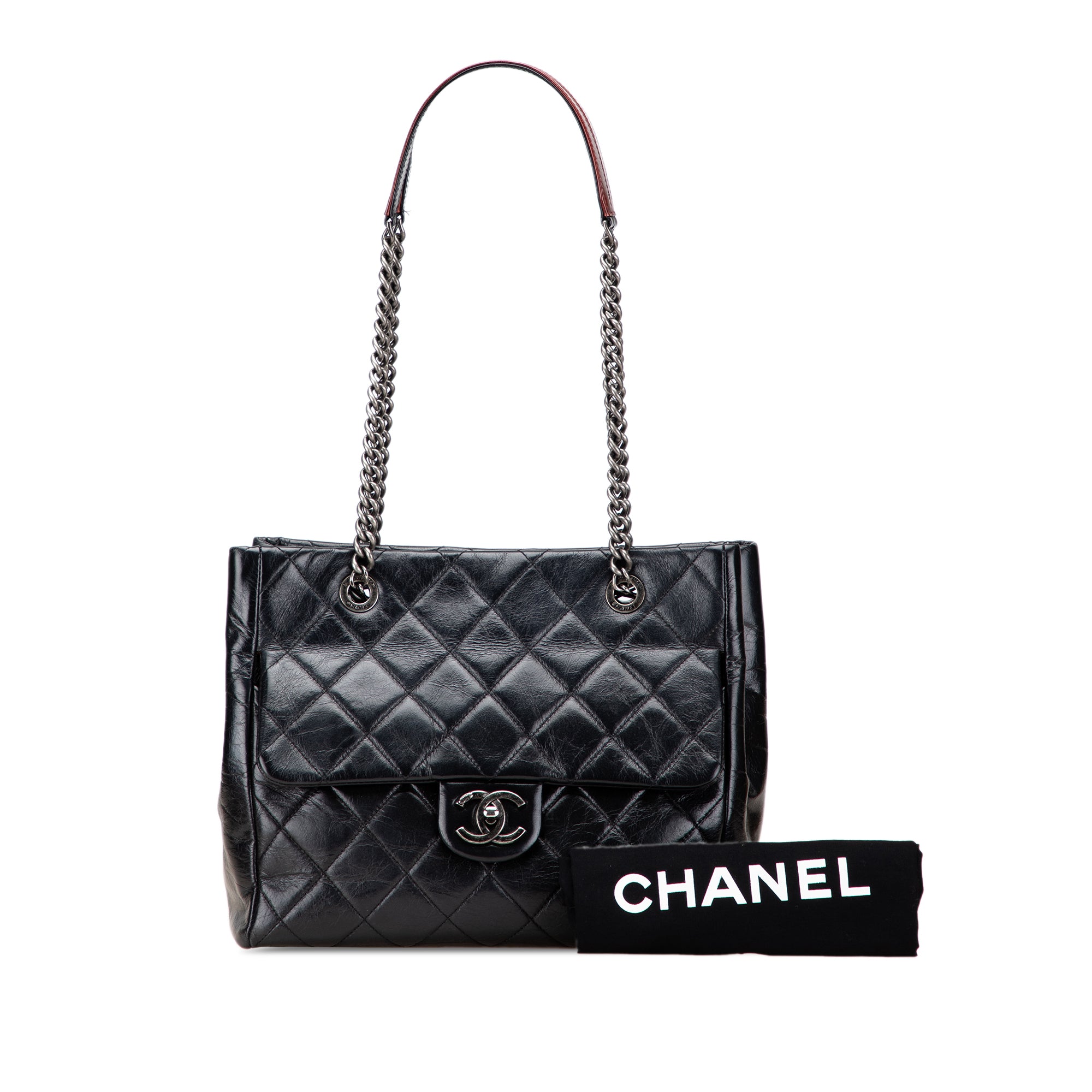 Small Quilted Glazed Calfskin Duo Color Tote