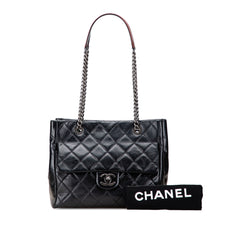 Small Quilted Glazed Calfskin Duo Color Tote