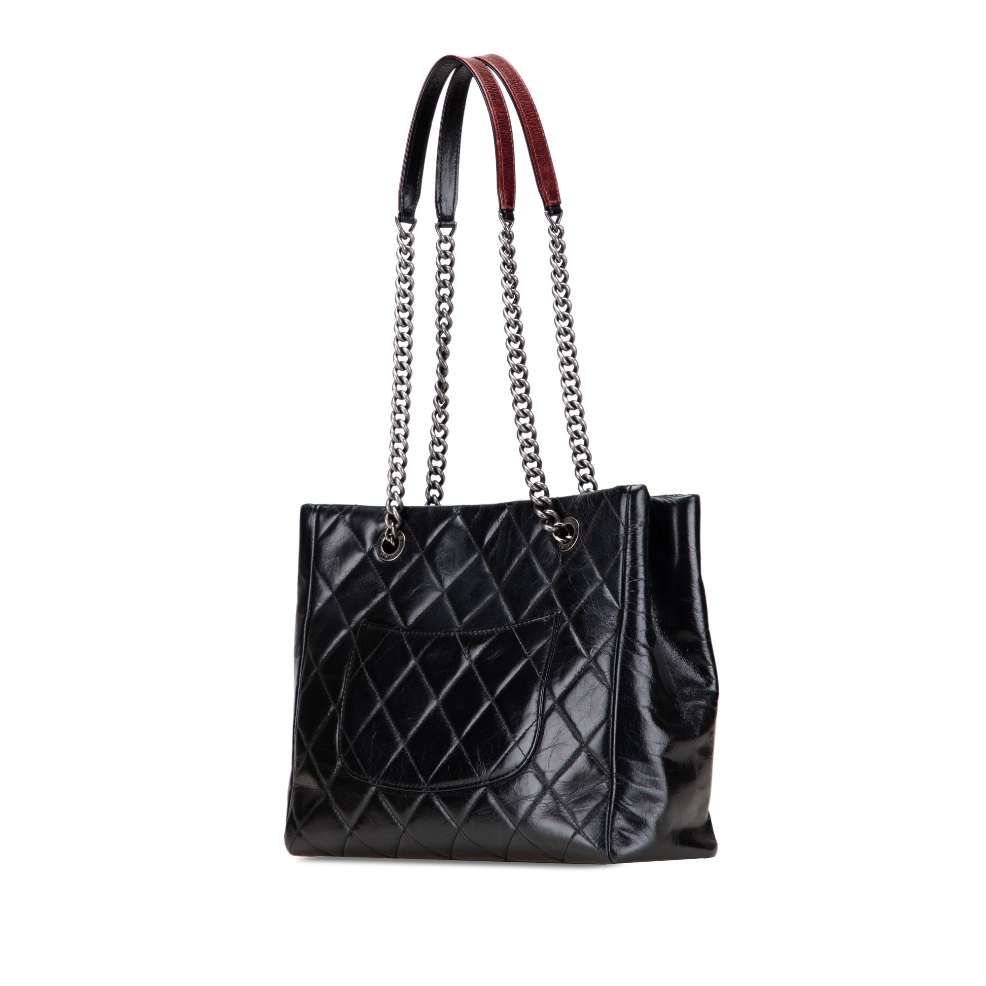 Small Quilted Glazed Calfskin Duo Color Tote