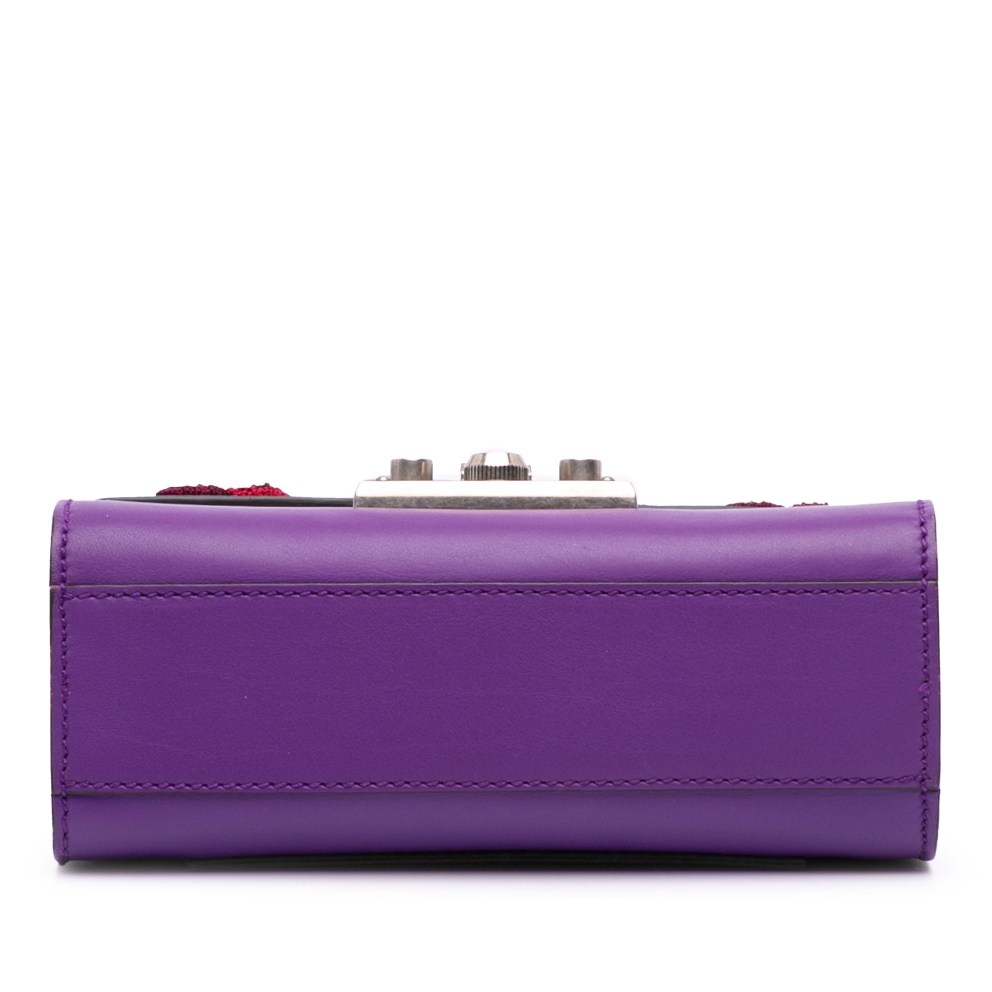 Small Embroidered Calfskin Tiger Strawberry Padlock Crossbody