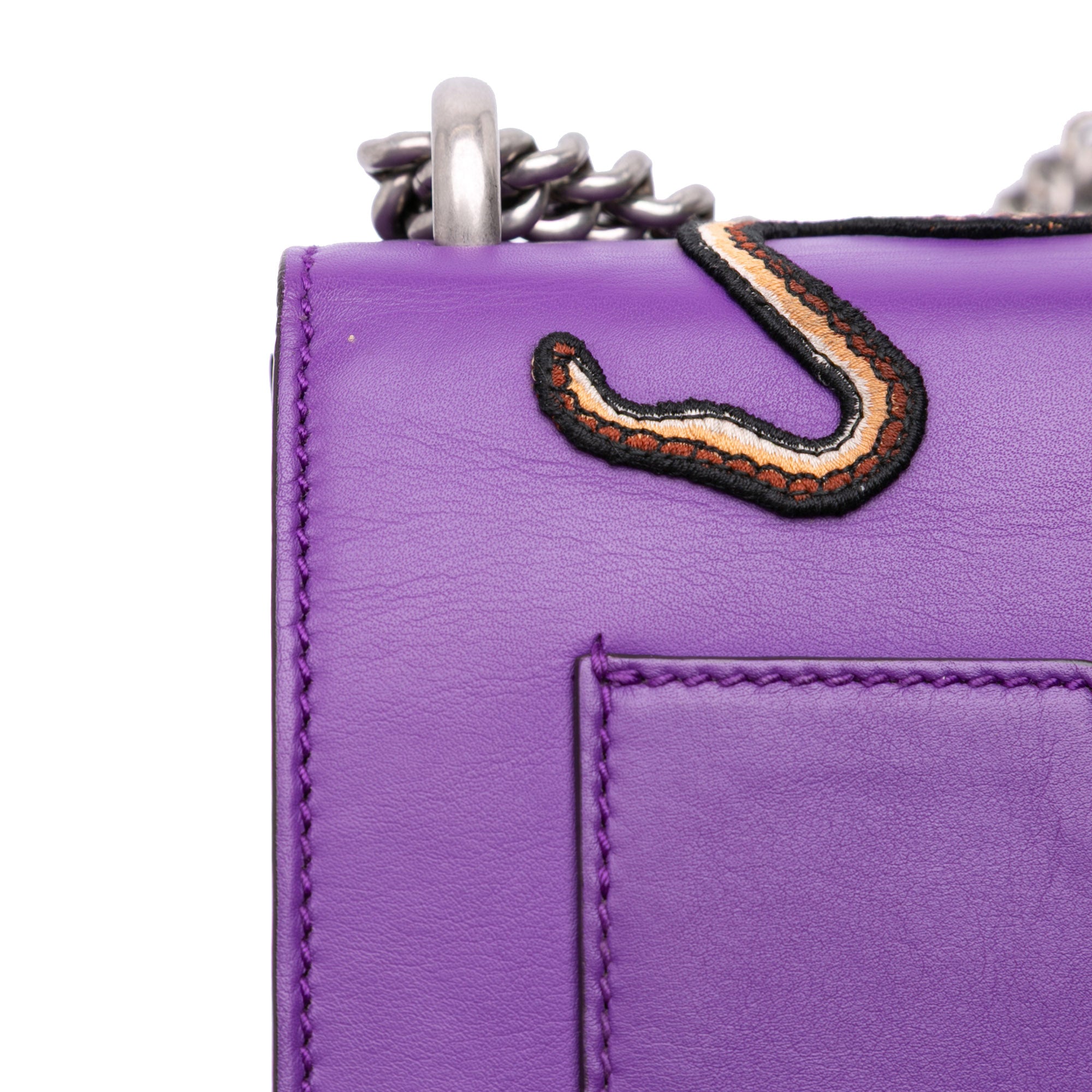 Small Embroidered Calfskin Tiger Strawberry Padlock Crossbody