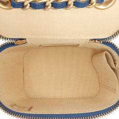 Mini Quilted Lambskin Pearl Crush Vanity Case With Chain