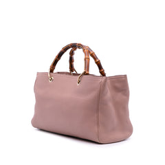 Medium Calfskin Bamboo Shopper Satchel