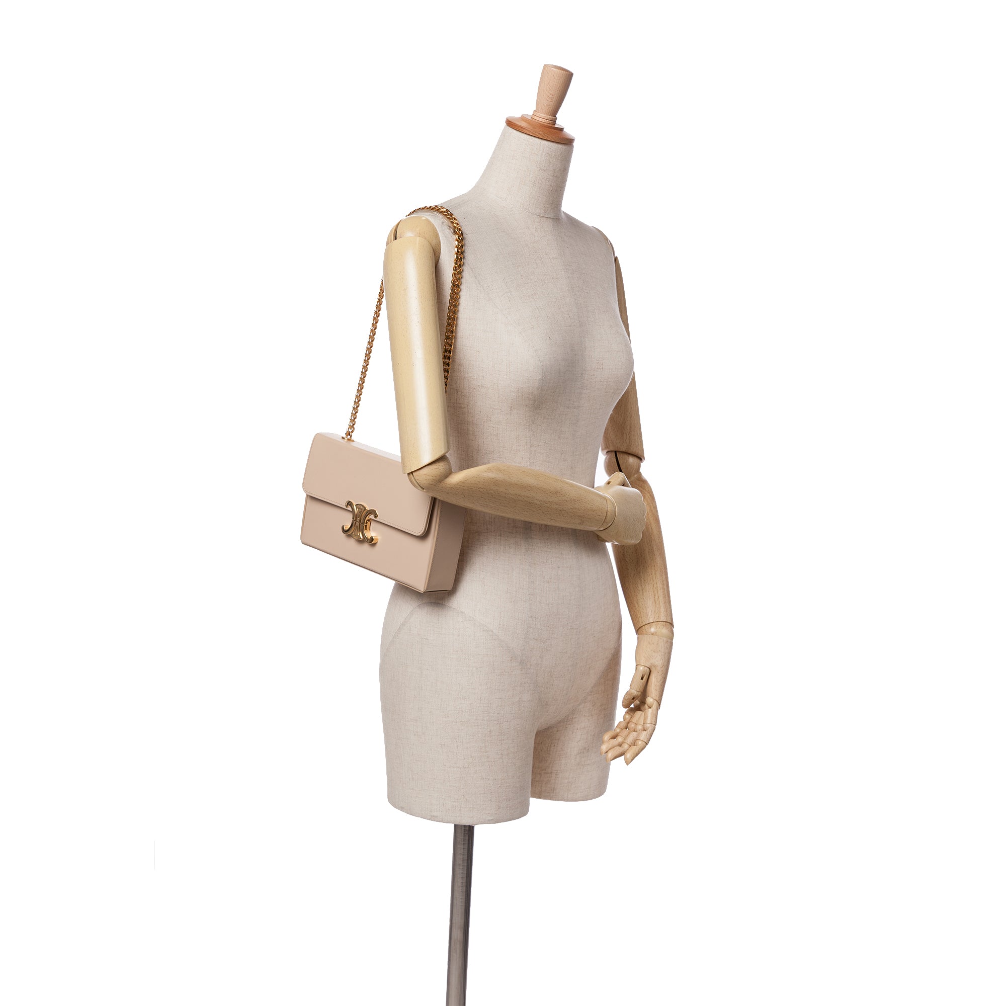 Shiny Calfskin Triomphe Chain Box Shoulder Bag