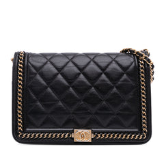 Quilted Calfskin Chain Around Boy Wallet on Chain