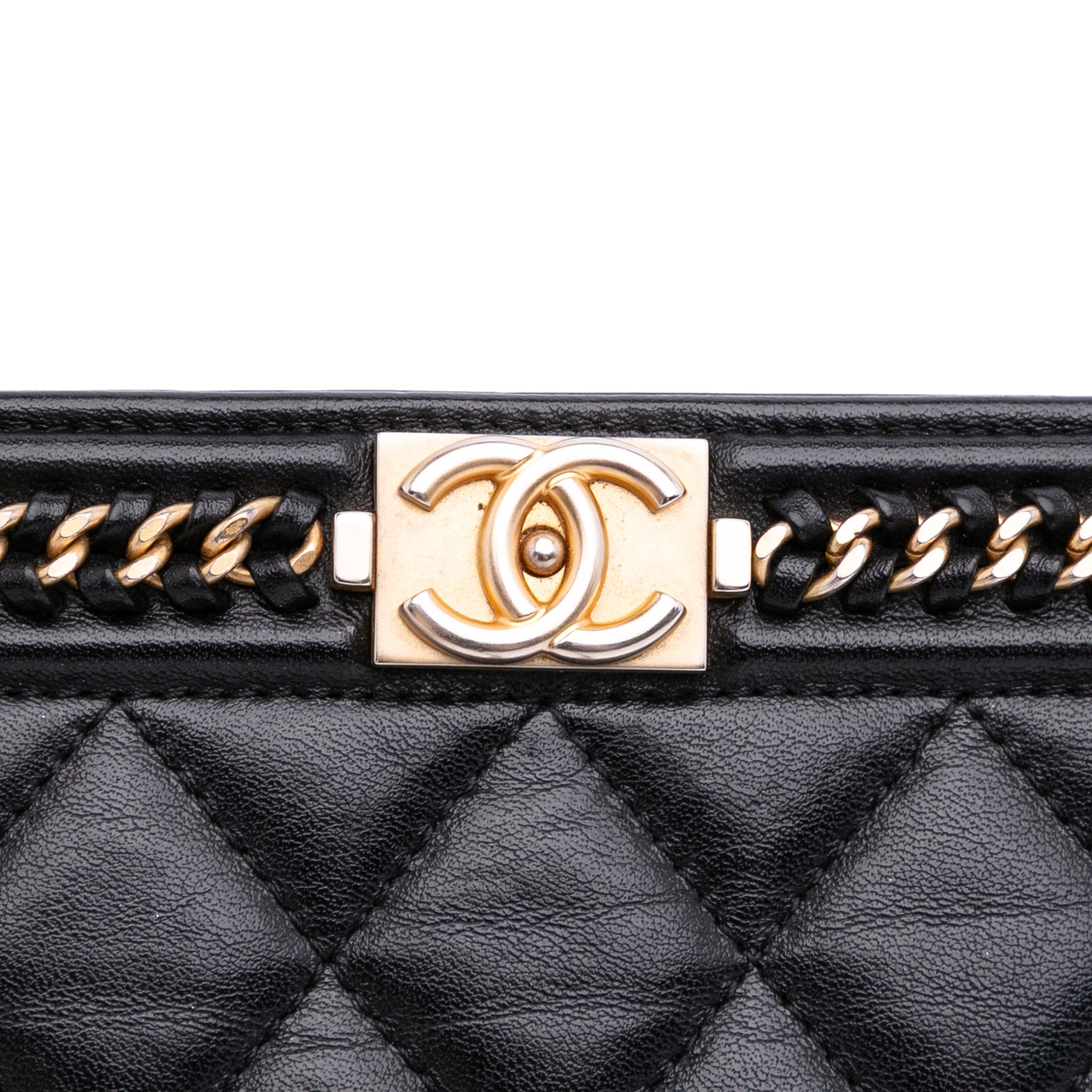 Quilted Calfskin Chain Around Boy Wallet on Chain