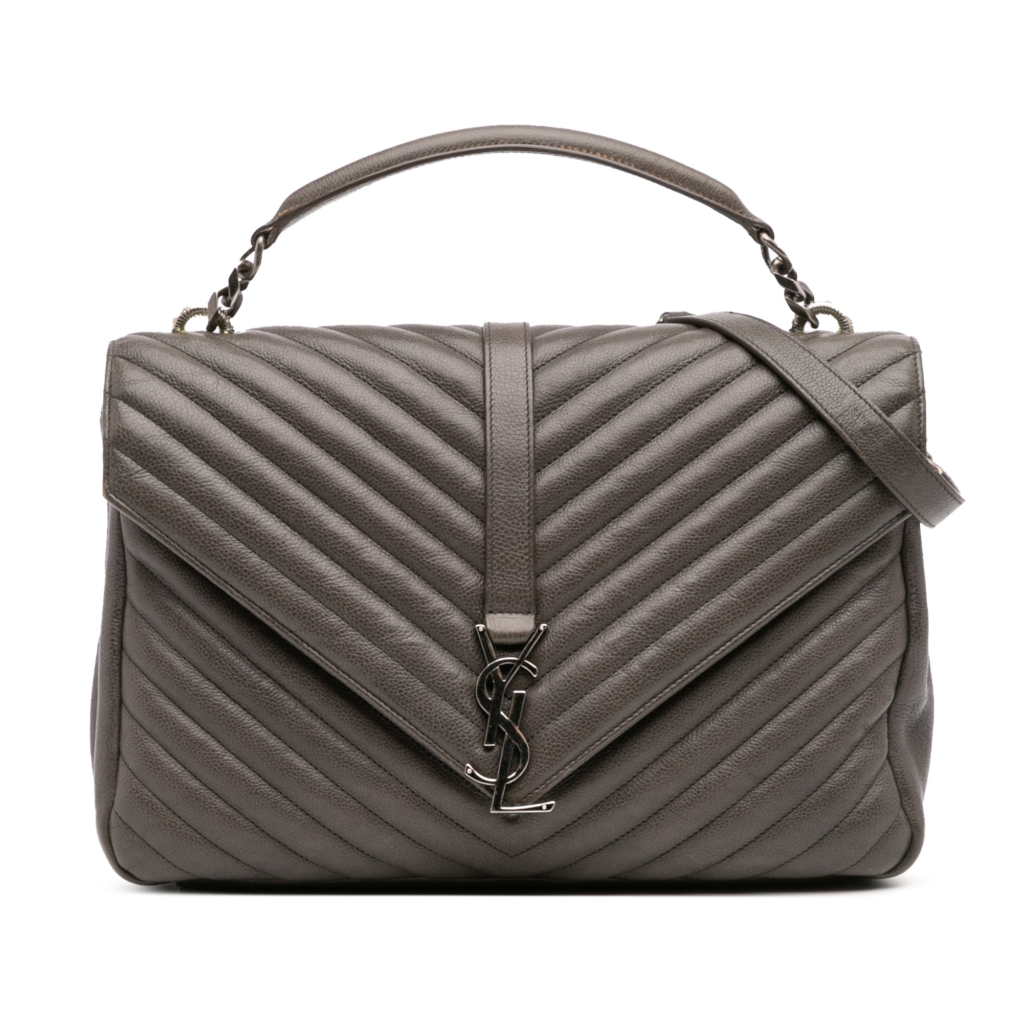 Large Chevron Sheepskin Monogram College Bag