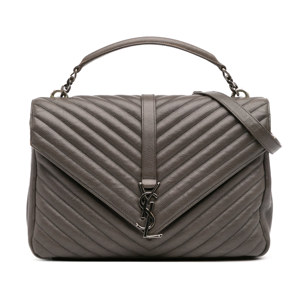Large Chevron Sheepskin Monogram College Bag
