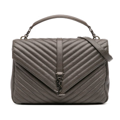 Large Chevron Sheepskin Monogram College Bag