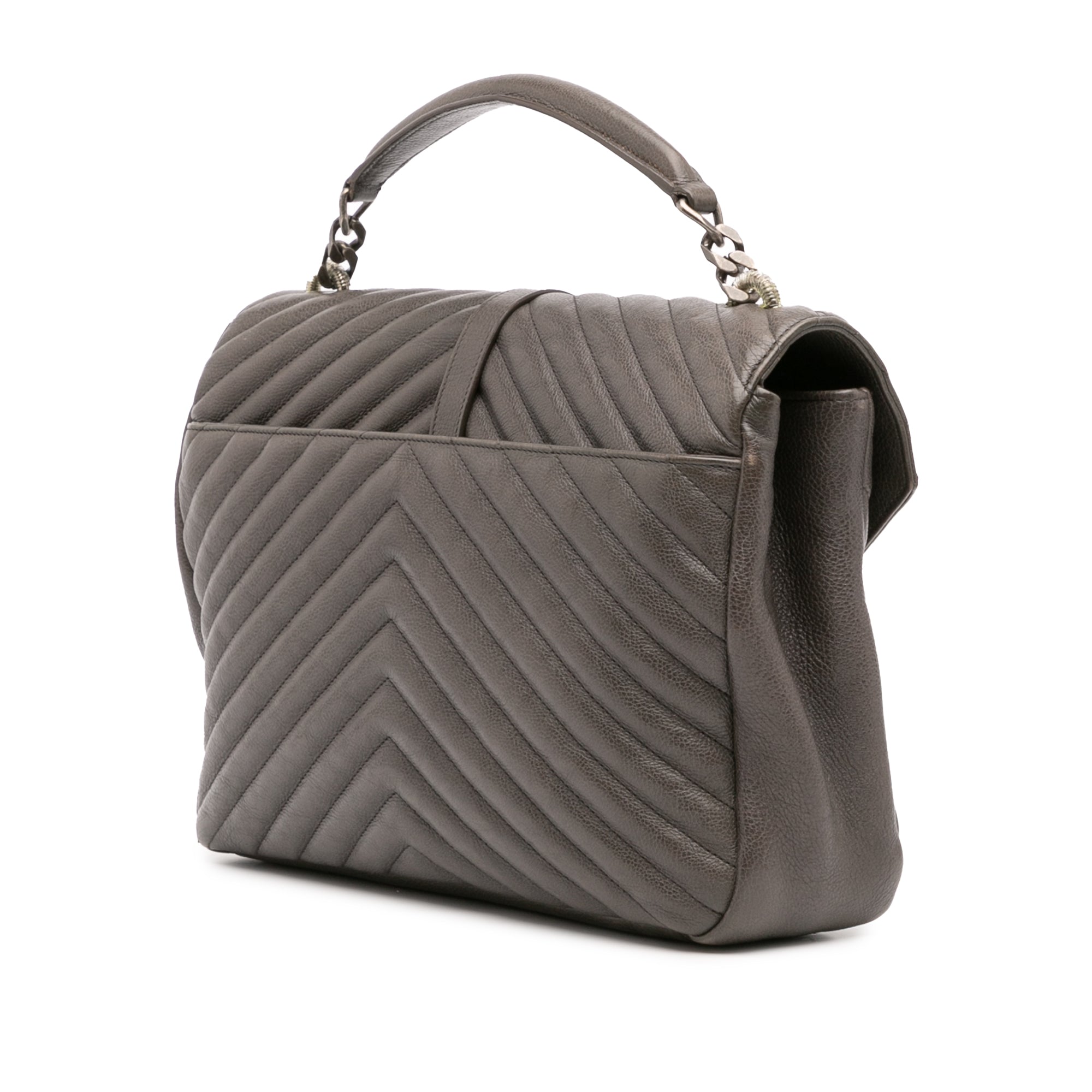 Large Chevron Sheepskin Monogram College Bag