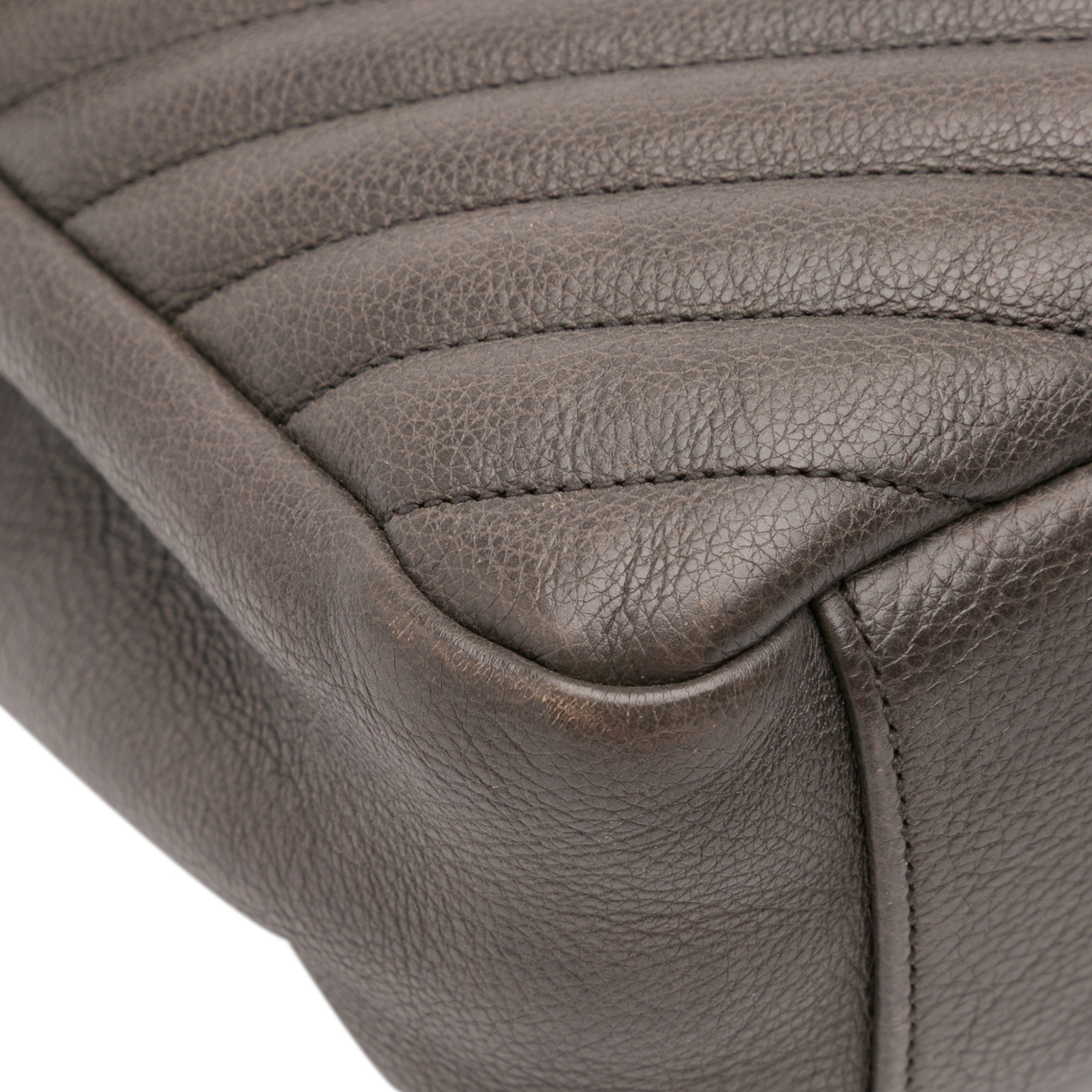 Large Chevron Sheepskin Monogram College Bag