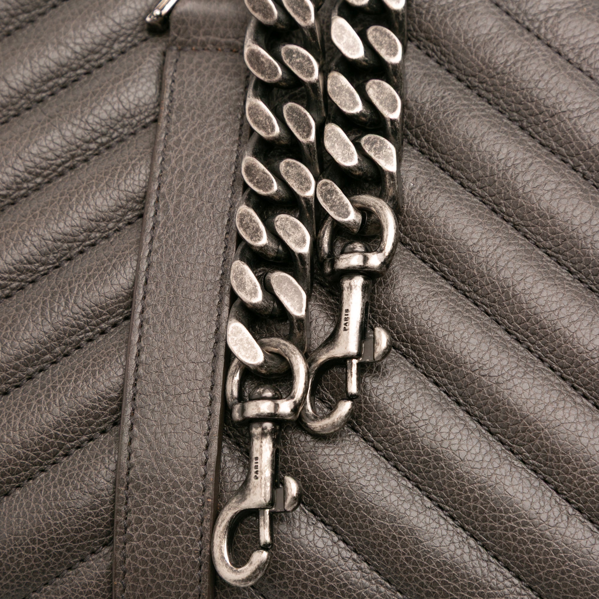 Large Chevron Sheepskin Monogram College Bag