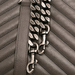 Large Chevron Sheepskin Monogram College Bag
