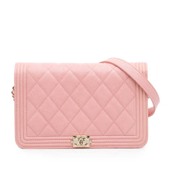 Quilted Caviar Boy Wallet on Chain