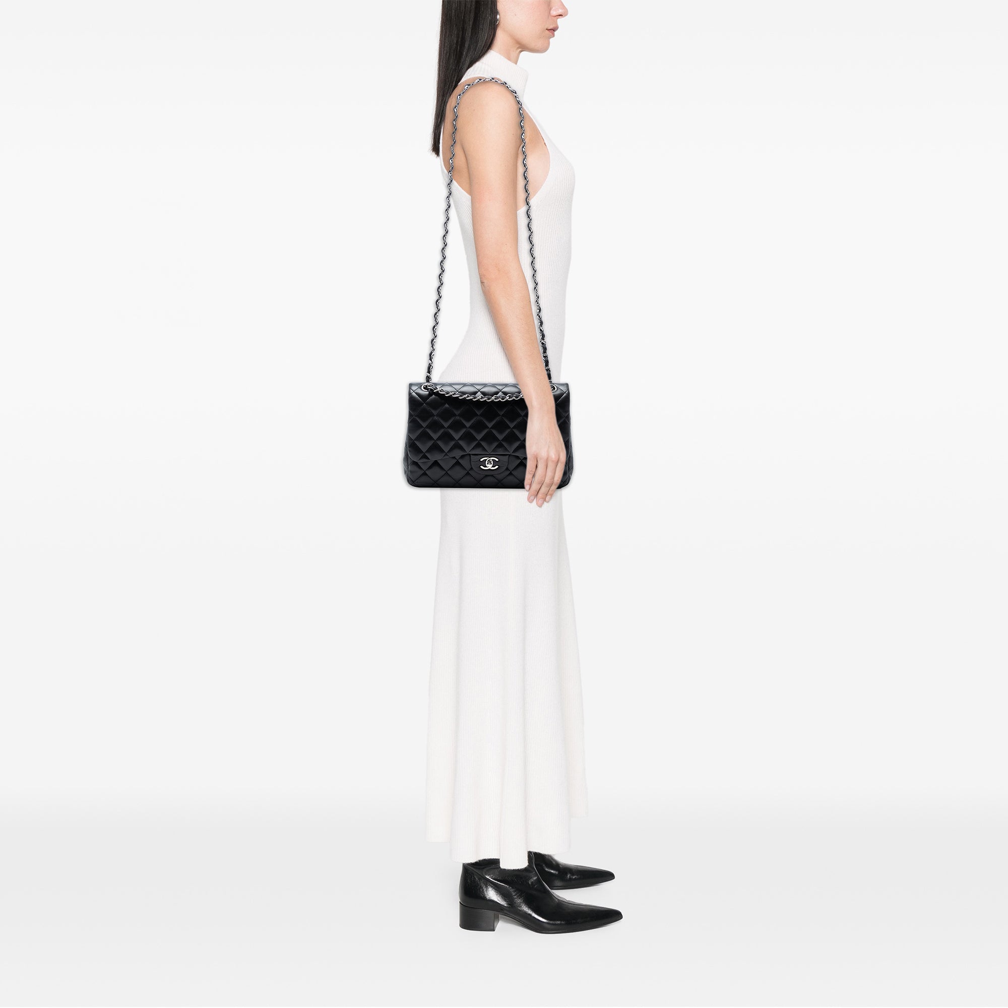 Jumbo Classic Lambskin Double Flap