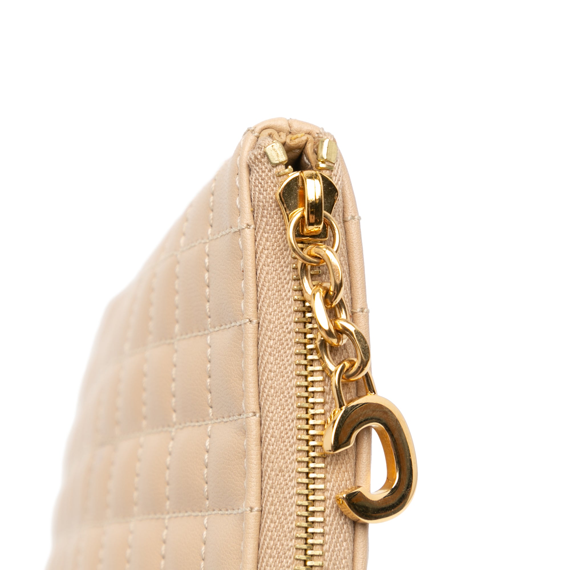 Quilted Calfskin C Charm Clutch