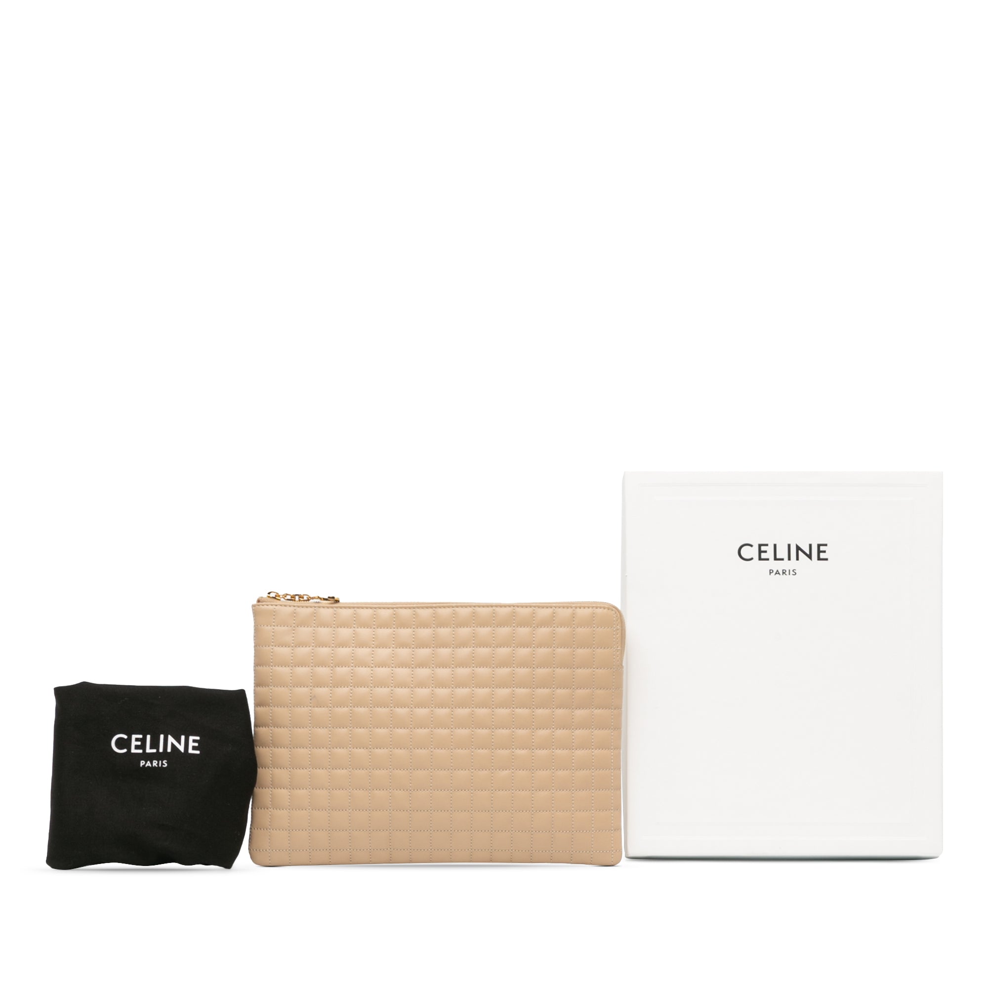 Quilted Calfskin C Charm Clutch