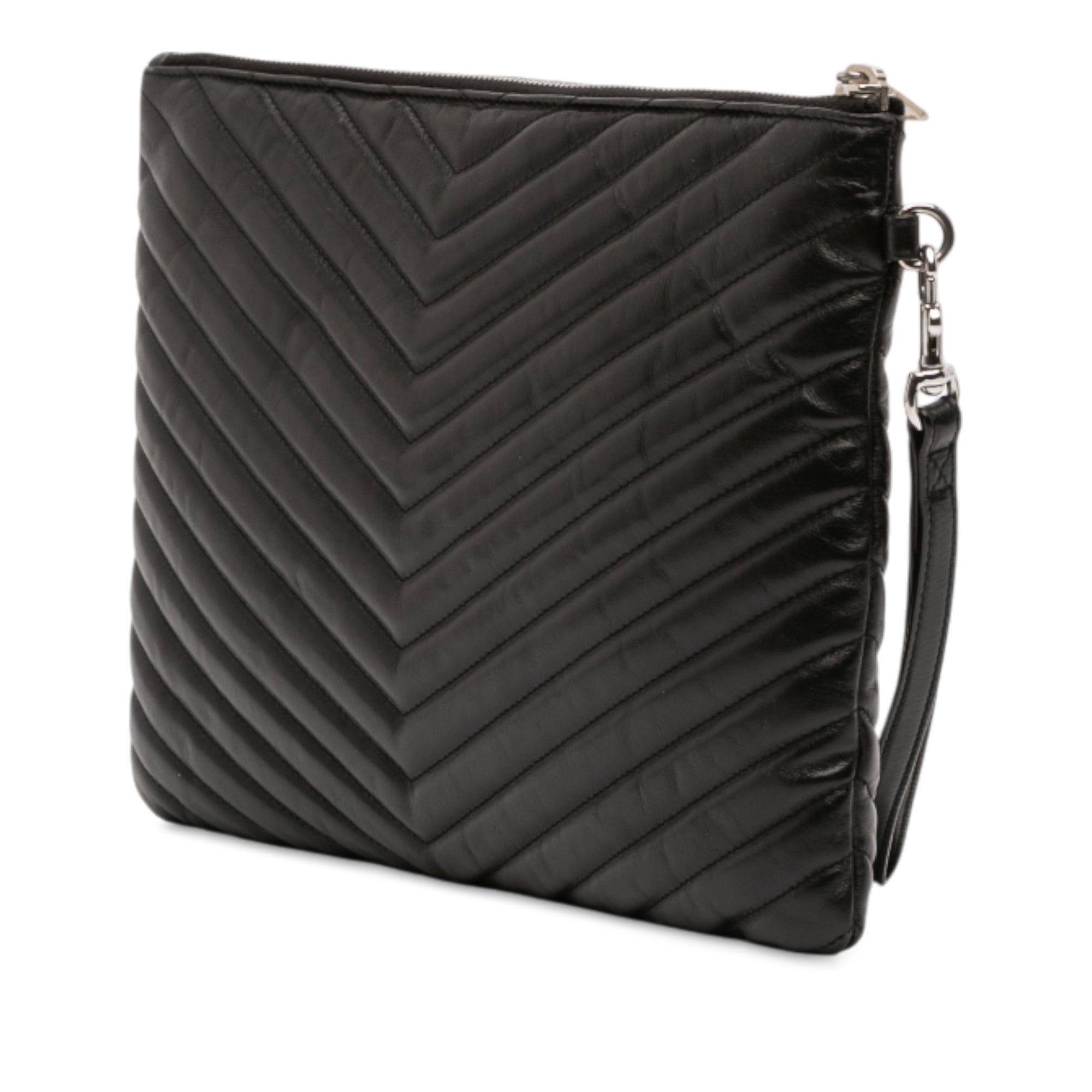 Quilted Chevron Leather Monogram Document Holder