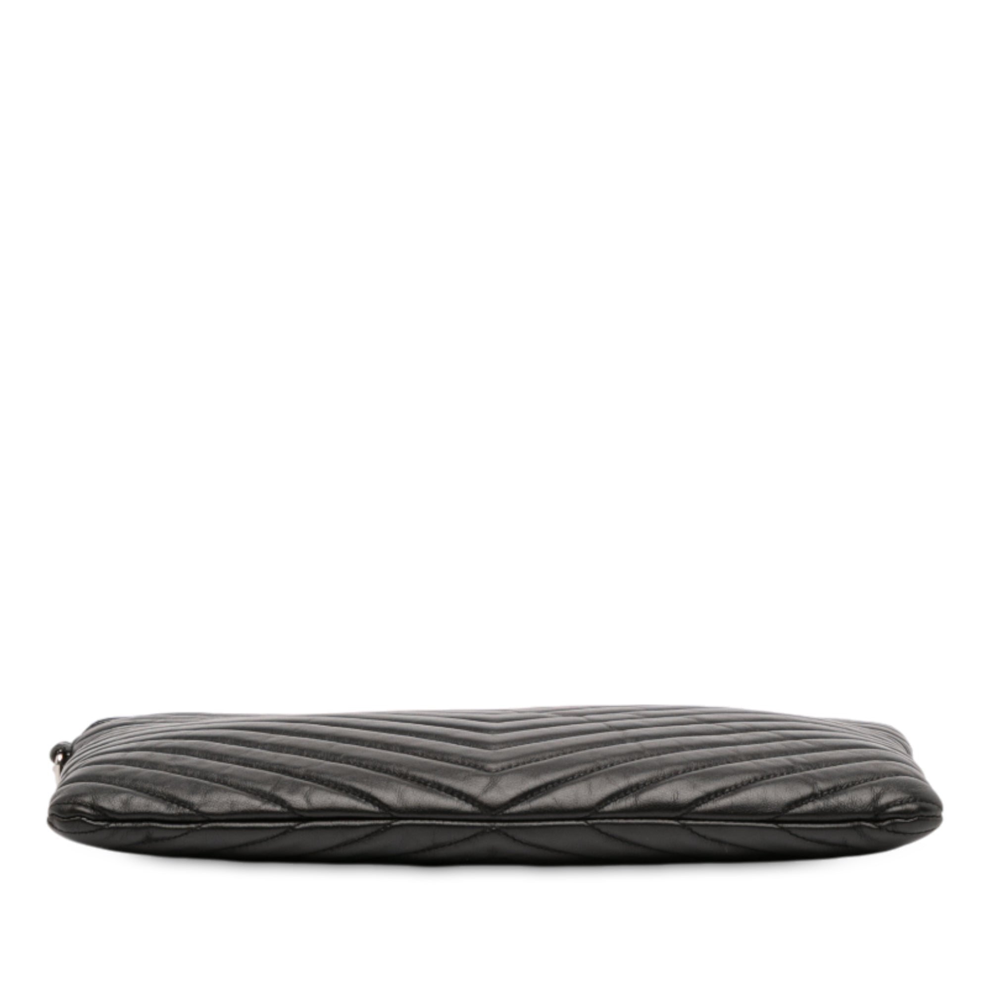 Quilted Chevron Leather Monogram Document Holder