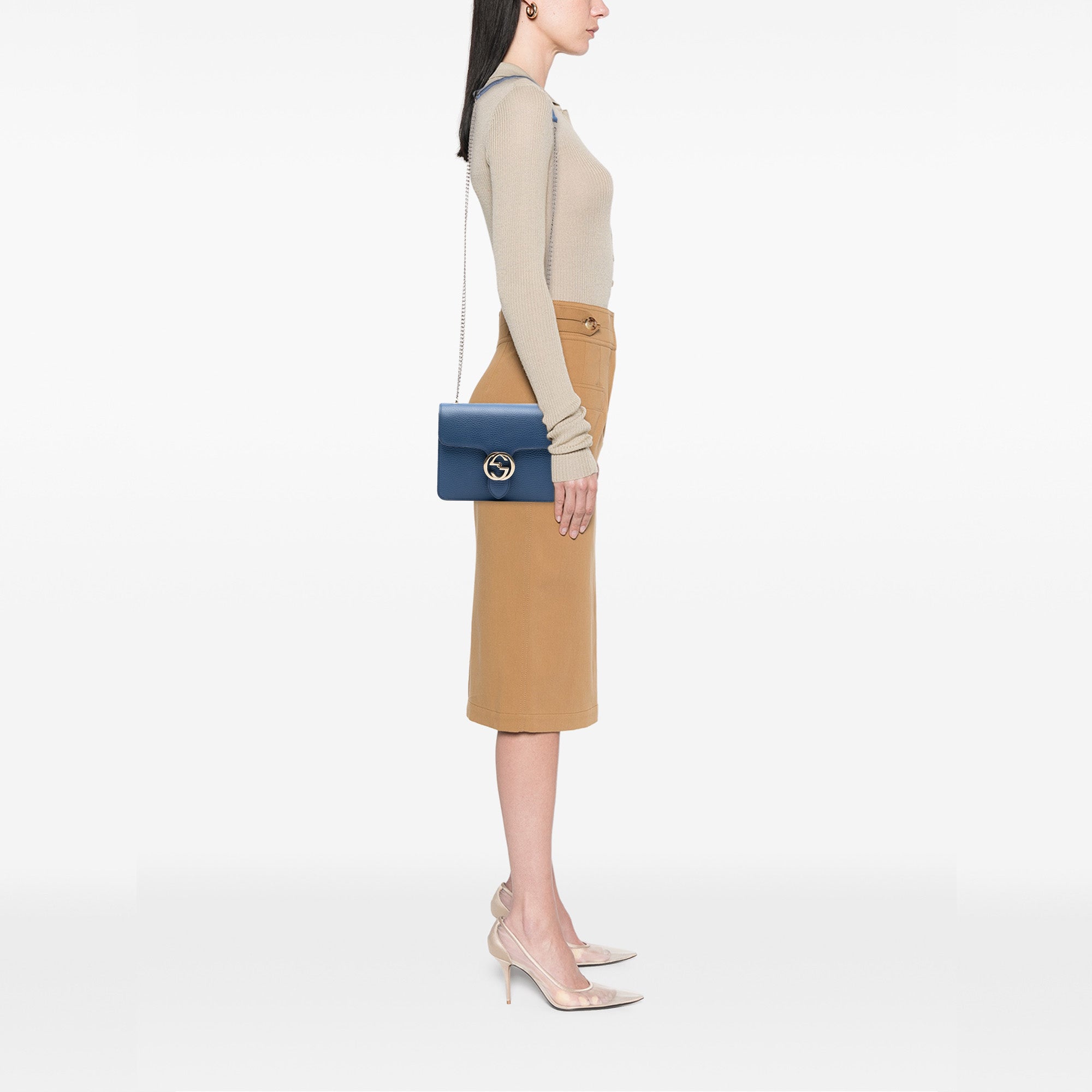 Small Dollar Calfskin Interlocking G Crossbody