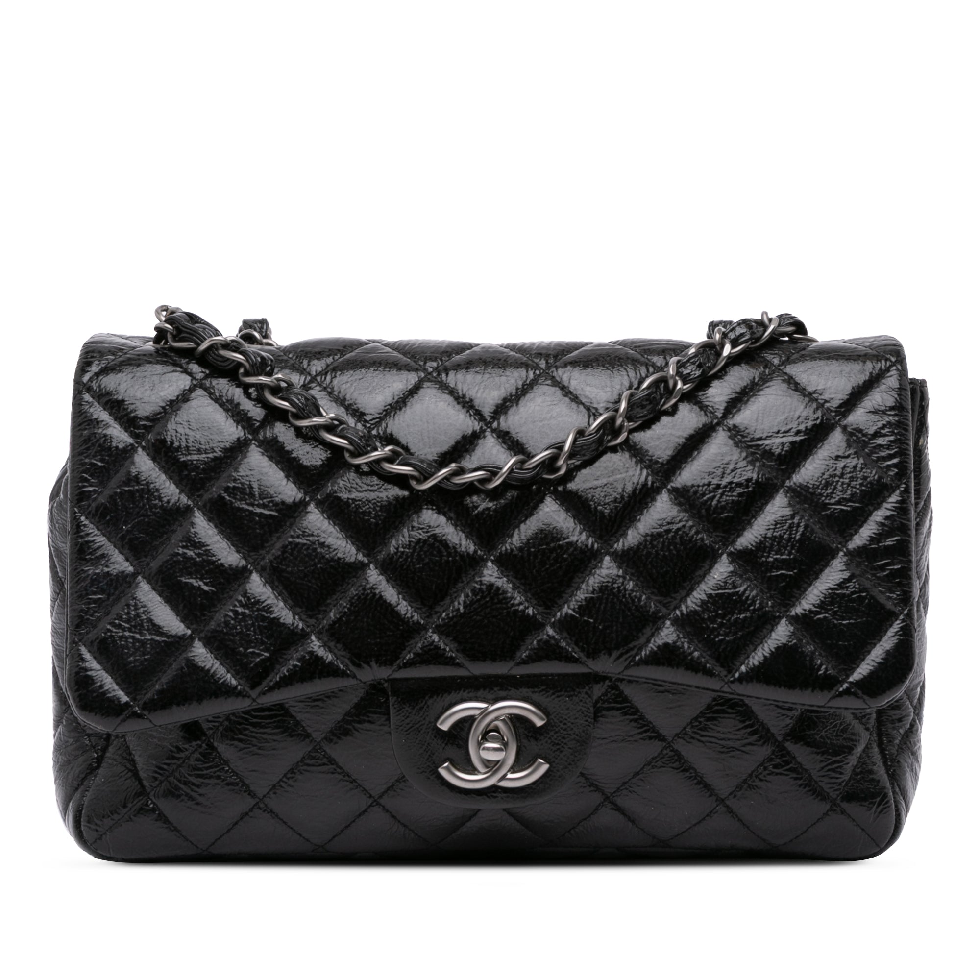 Jumbo Classic Crinkled Patent Single Flap