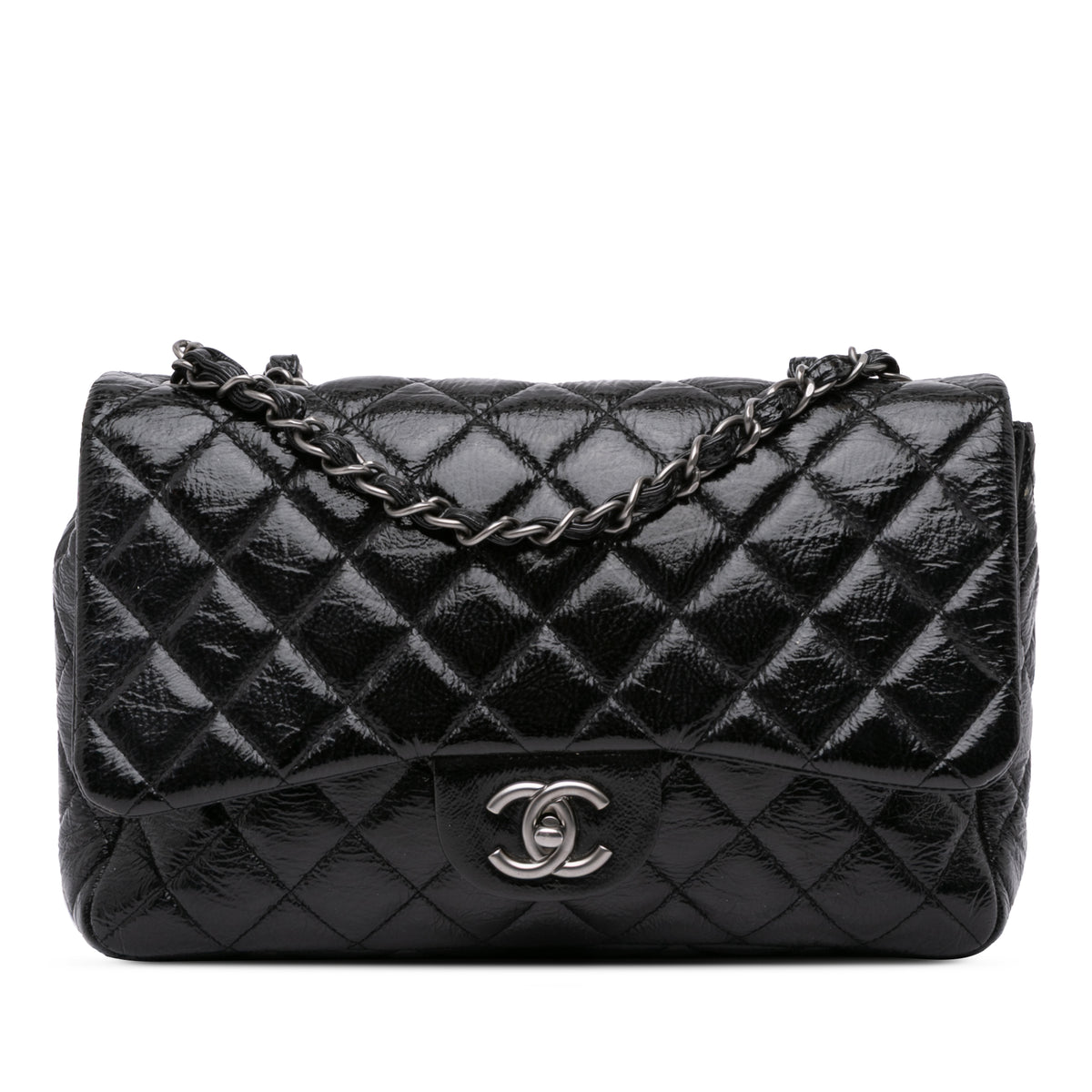Jumbo Classic Crinkled Patent Single Flap