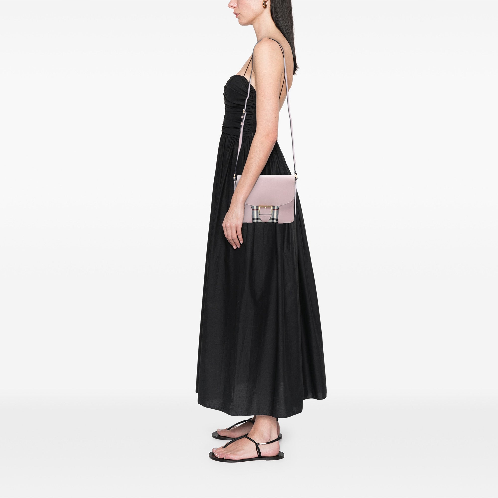 Small Haymarket Check Trimmed Leather Dickens Crossbody