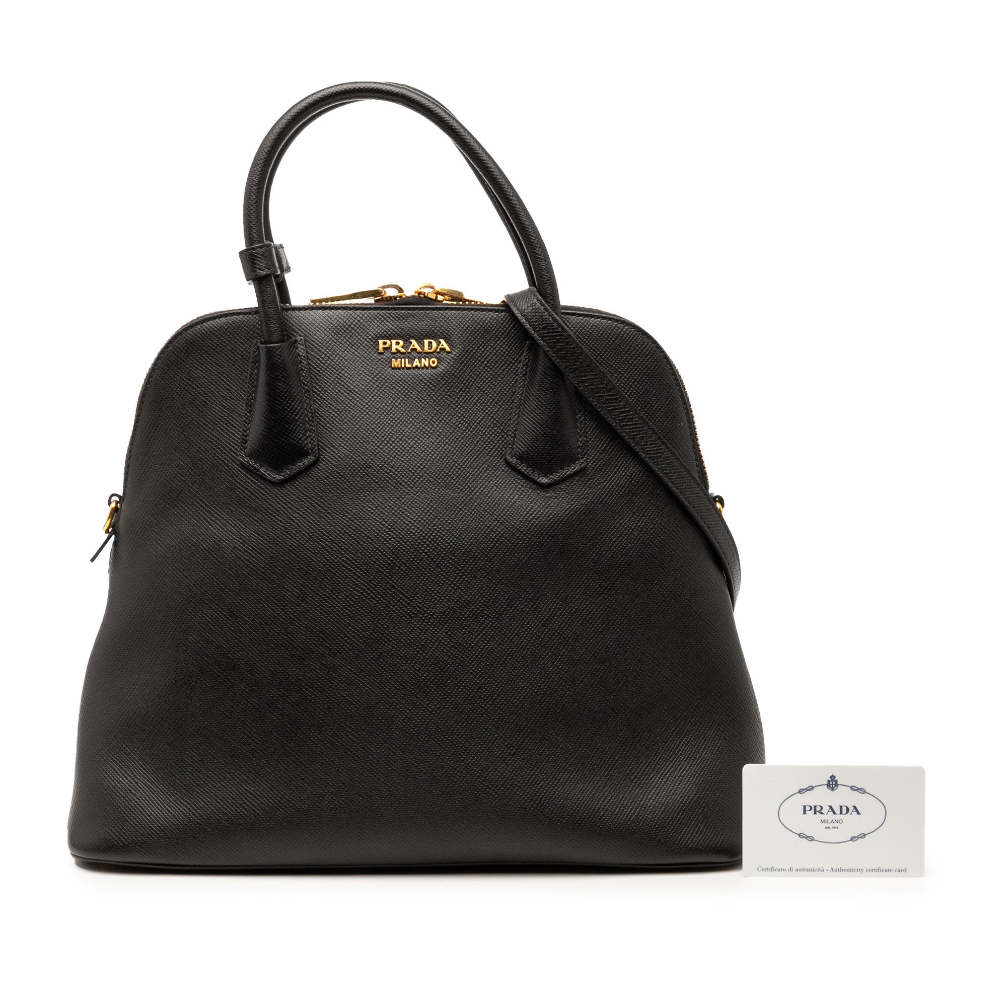 Medium Saffiano Cuir Dome Satchel