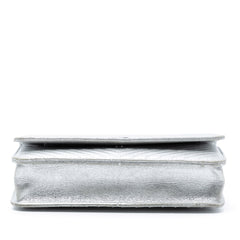 CC Chevron Metallic Lambskin Wallet On Chain