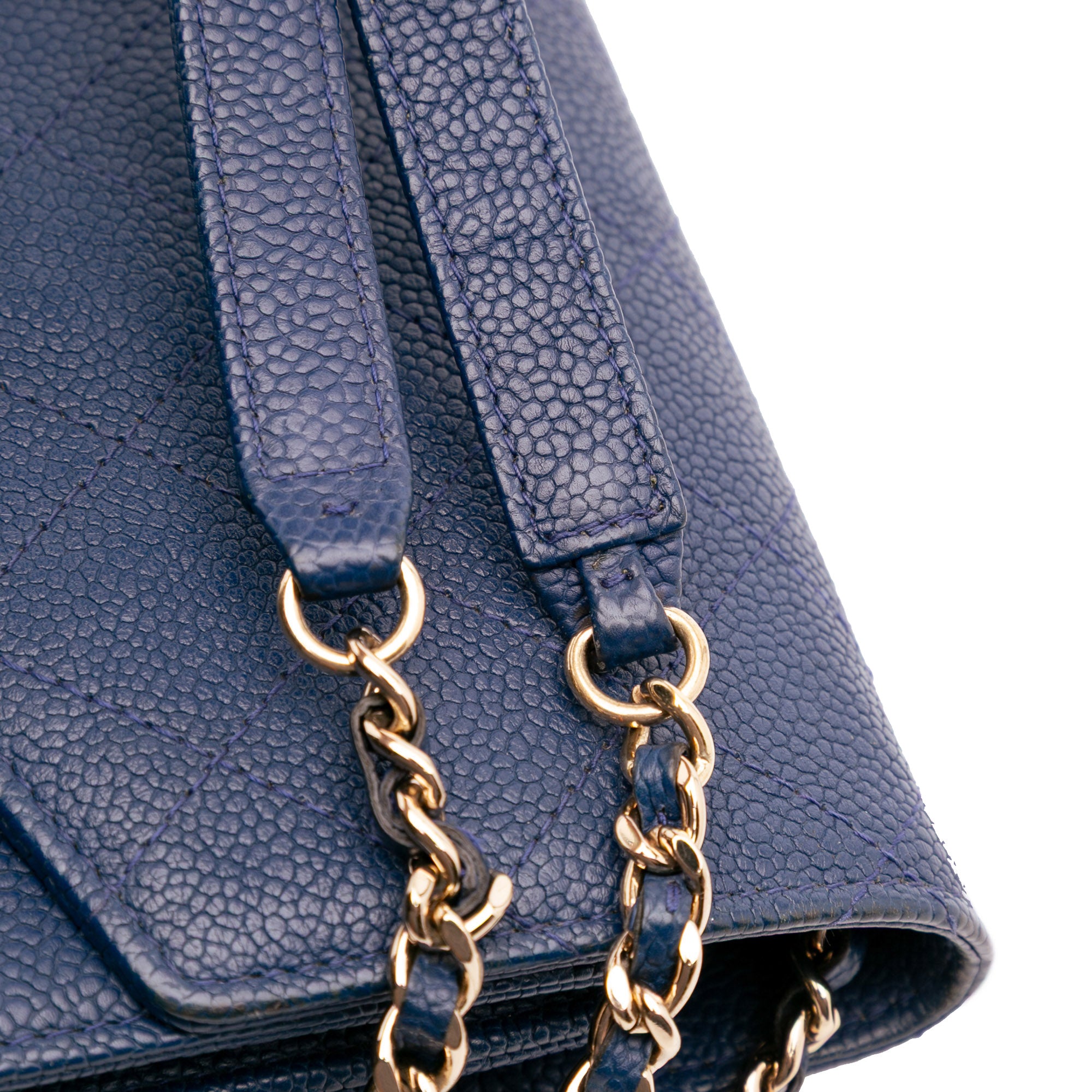 Square Quilted Grained Calfskin Cuba Thread Around Wallet On Chain
