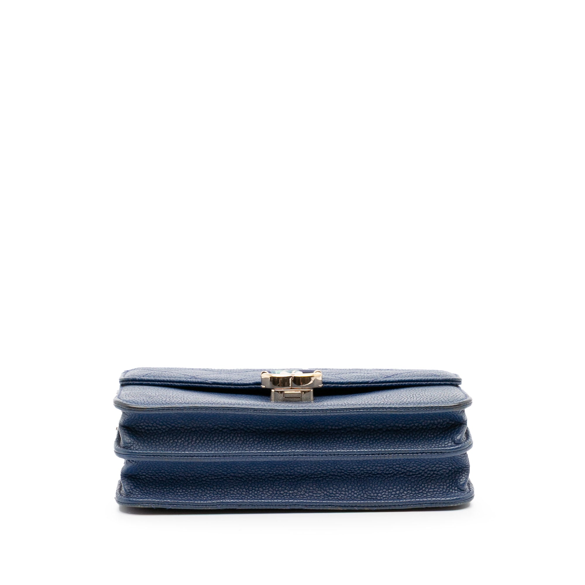Square Quilted Grained Calfskin Cuba Thread Around Wallet On Chain