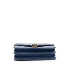 Square Quilted Grained Calfskin Cuba Thread Around Wallet On Chain