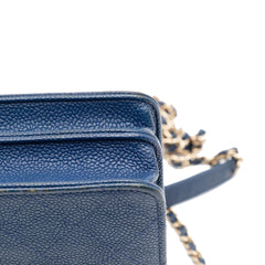 Square Quilted Grained Calfskin Cuba Thread Around Wallet On Chain