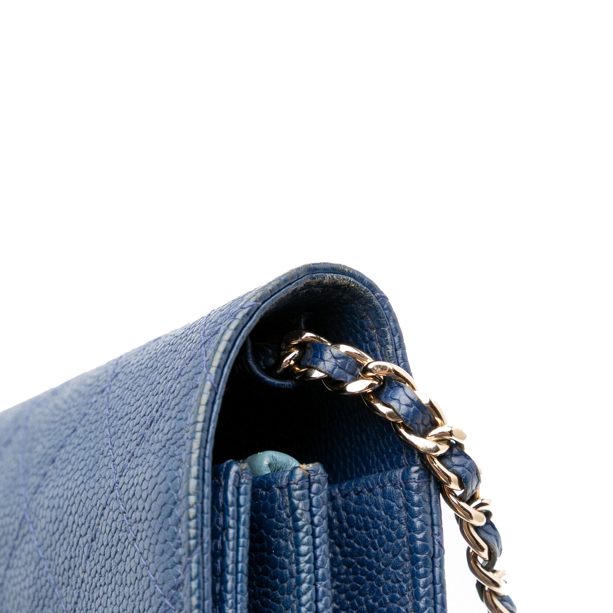 Square Quilted Grained Calfskin Cuba Thread Around Wallet On Chain
