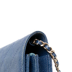 Square Quilted Grained Calfskin Cuba Thread Around Wallet On Chain