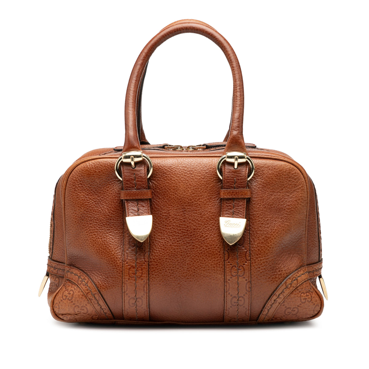 Guccissima Trimmed Leather Signoria Boston Bag